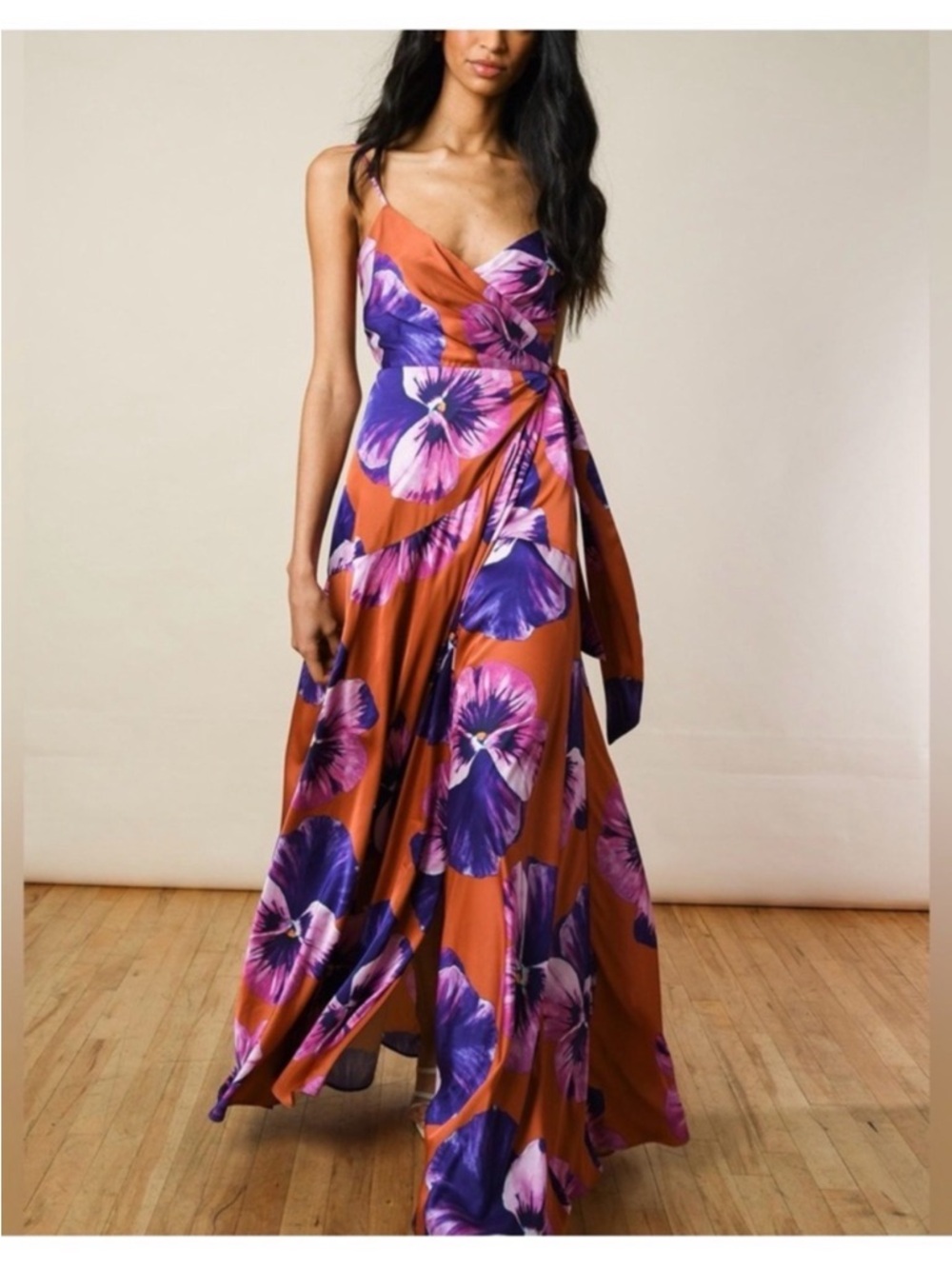 Hutch Orange & Purple Floral Maxi Slip Dress